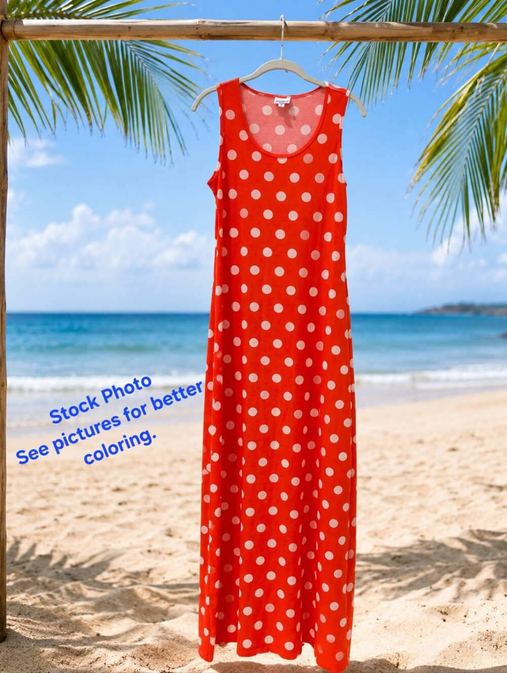 LuLaRoe Dani NWOT Orange Polka Dot Sleeveless Maxi Dress Size XL Retail$55